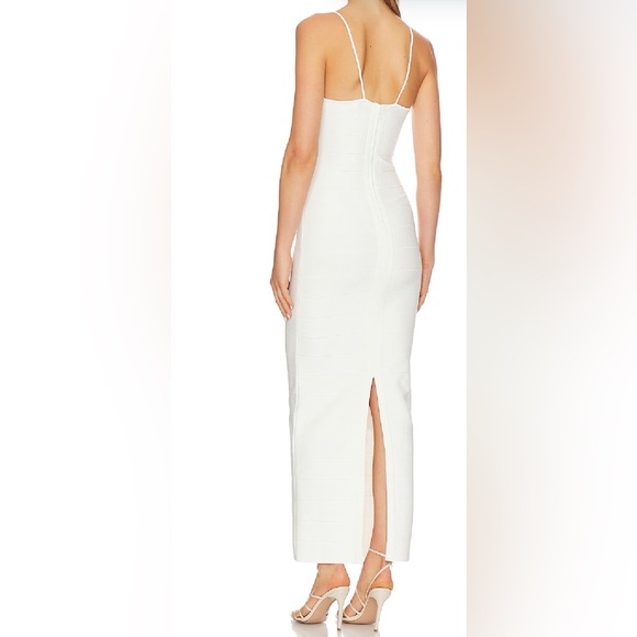 Herve Leger Icon Gathered Strappy Gown  alabaster NWT - Picture 4 of 5